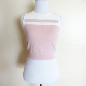 F21 Pink White Striped Varsity Knit Crop Top (S)